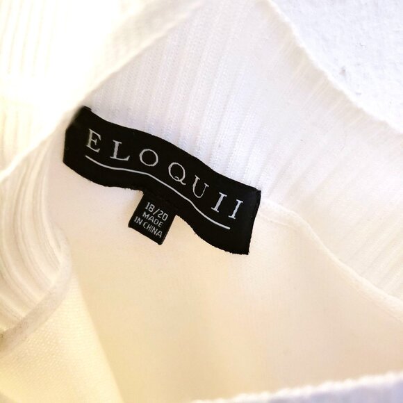 Eloquii White One Shoulder Cut Out Mock Neck Long Sleeve Sweater Size 18/20 EUC - Picture 8 of 9